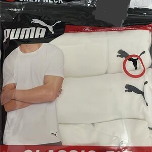 3 Puma Men's Classic White Crew Neck T-Shirt